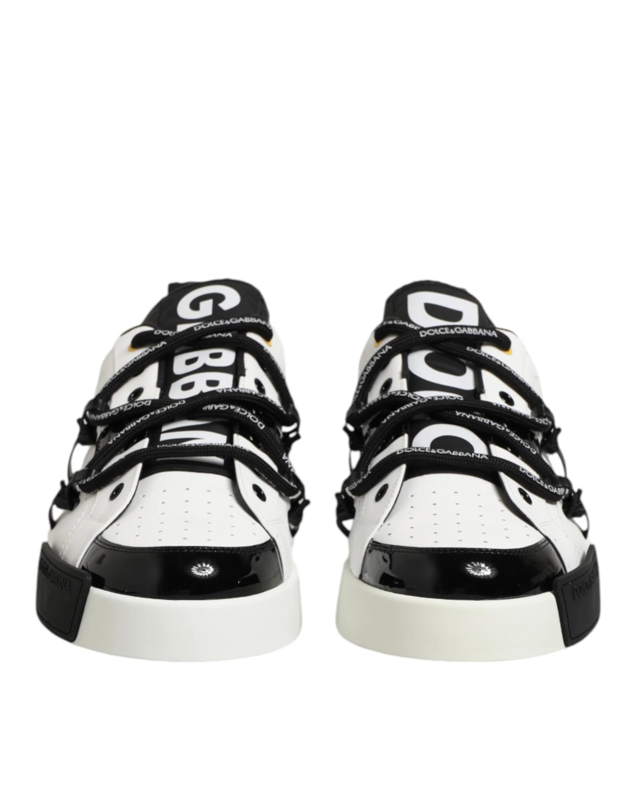 Dolce & Gabbana White Leather Logo Portofino Sneakers Shoes - EU47/US14 - Sneakers