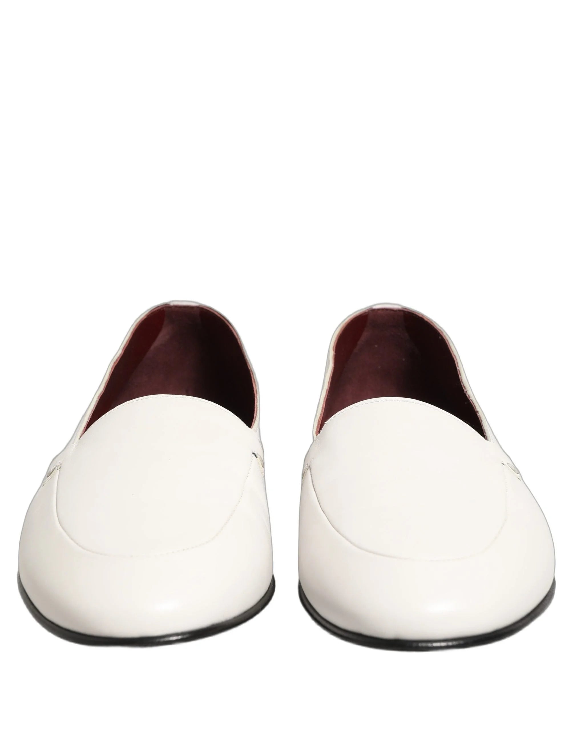 Dolce & Gabbana White Leather Logo Slip On Men Loafers Shoes - EU43/US10