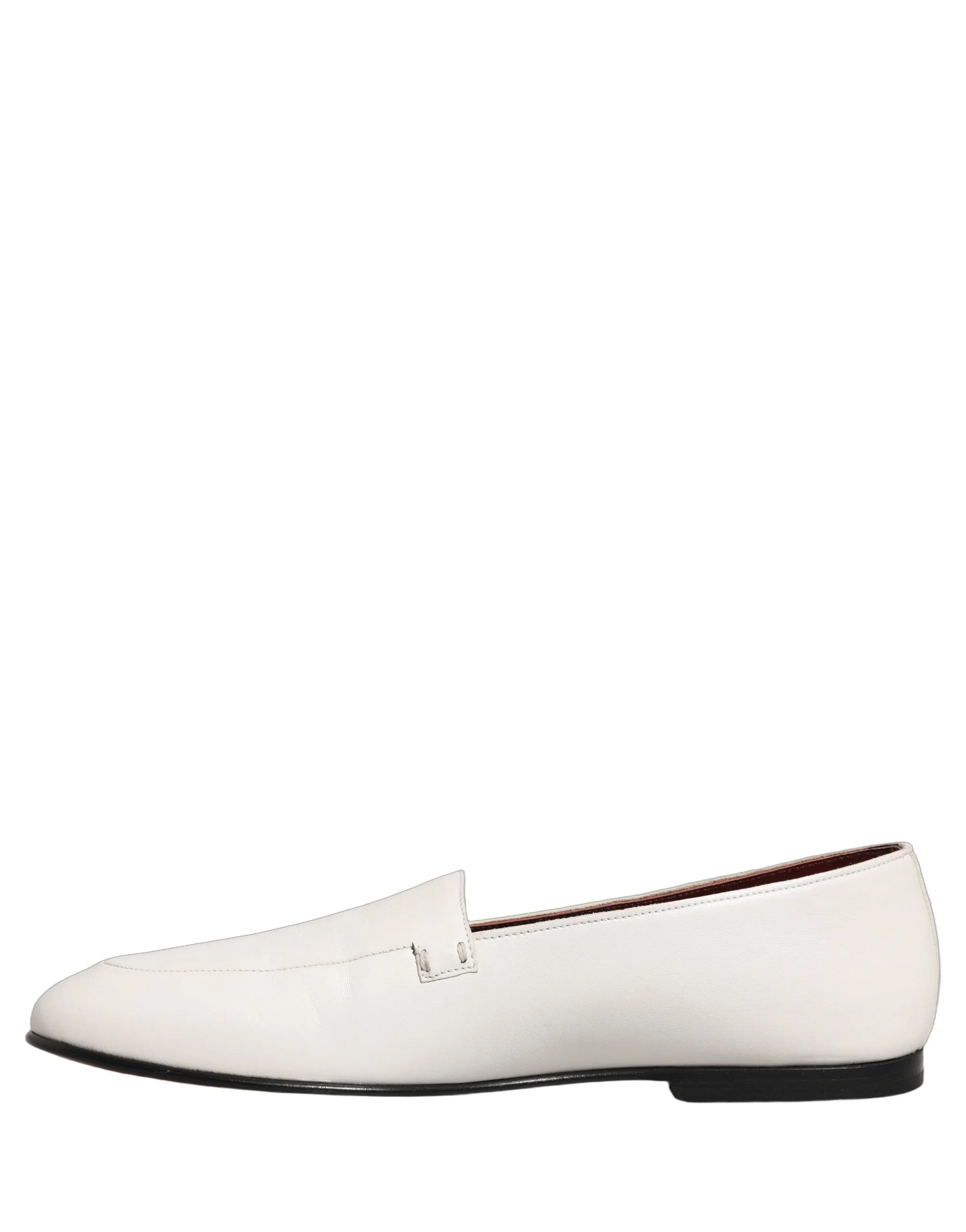 Dolce & Gabbana White Leather Logo Slip On Men Loafers Shoes - EU43/US10