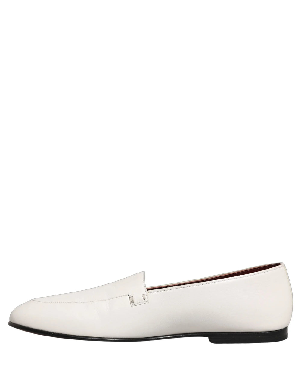 Dolce & Gabbana White Leather Logo Slip On Men Loafers Shoes - EU43/US10