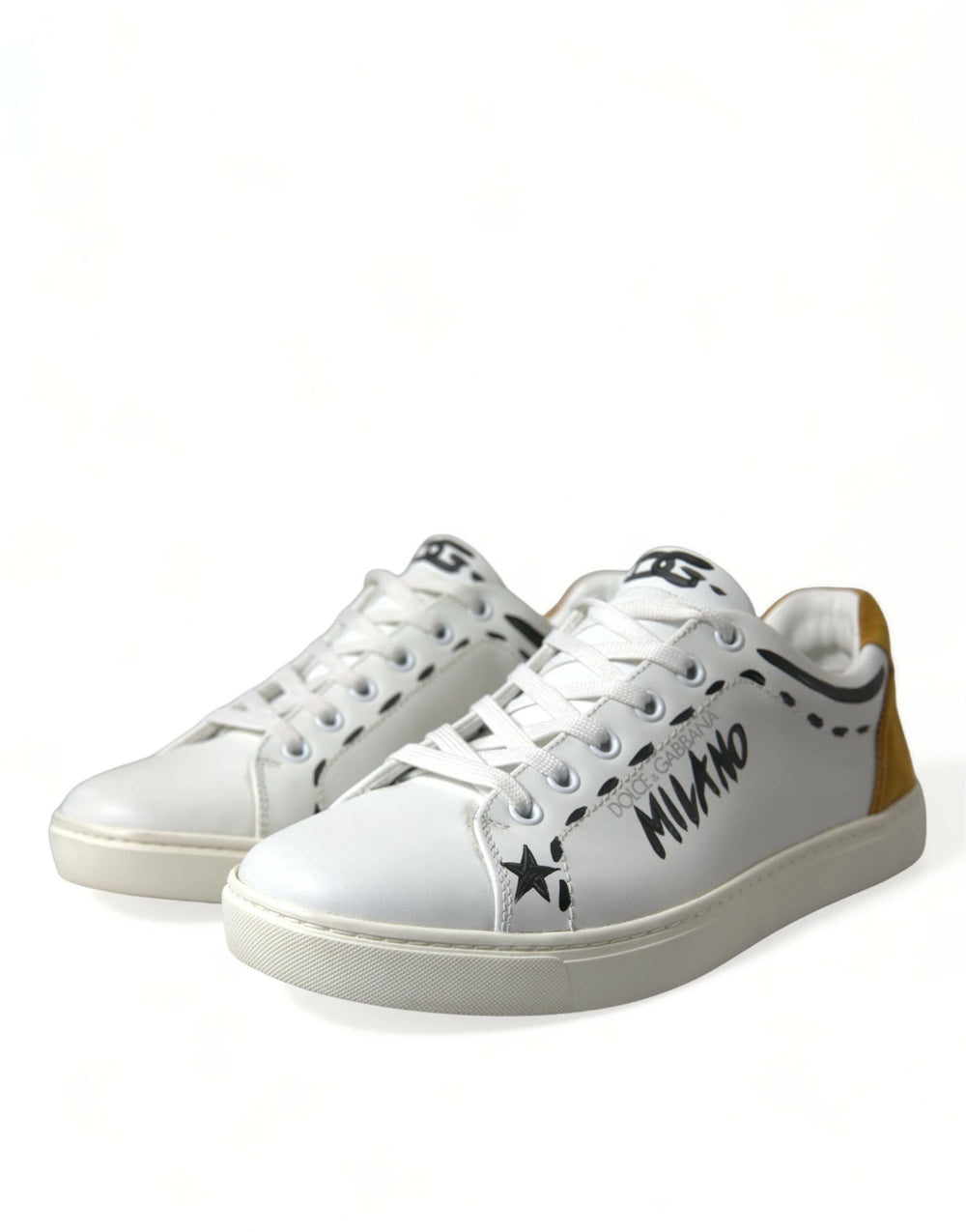 Dolce & Gabbana White Leather LOVE Milano Men Sneakers Shoes - EU39.5/US6.5 - Sneakers