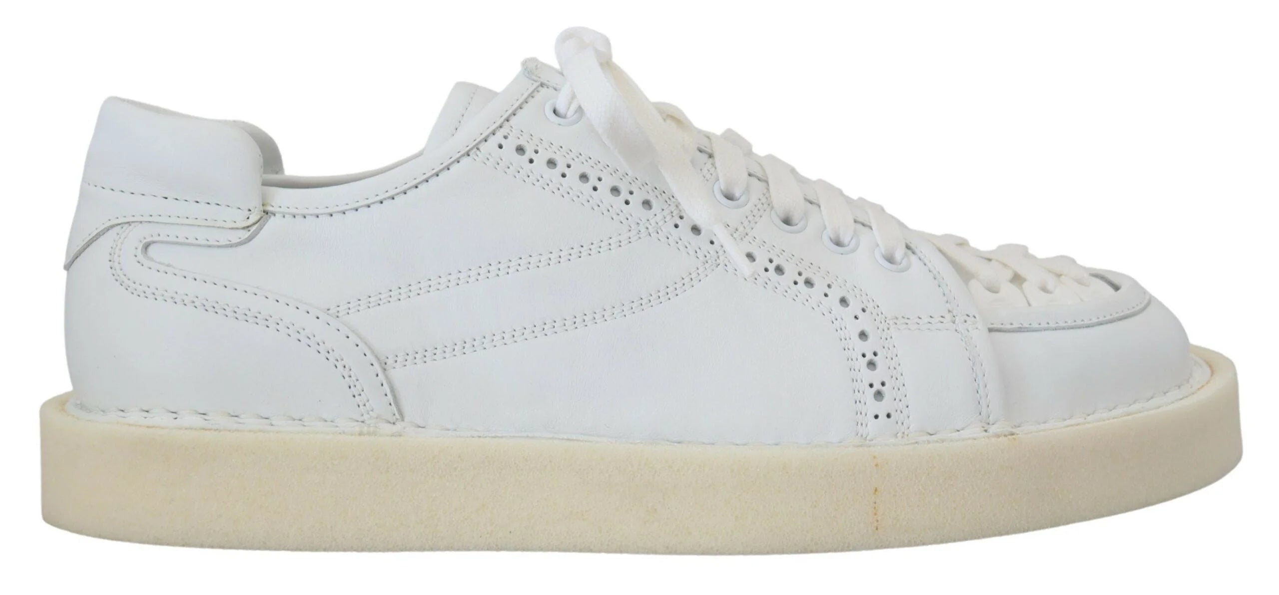 Dolce & Gabbana White Leather Low Top Oxford Sneakers Casual Shoes - EU40/US7 - Sneakers