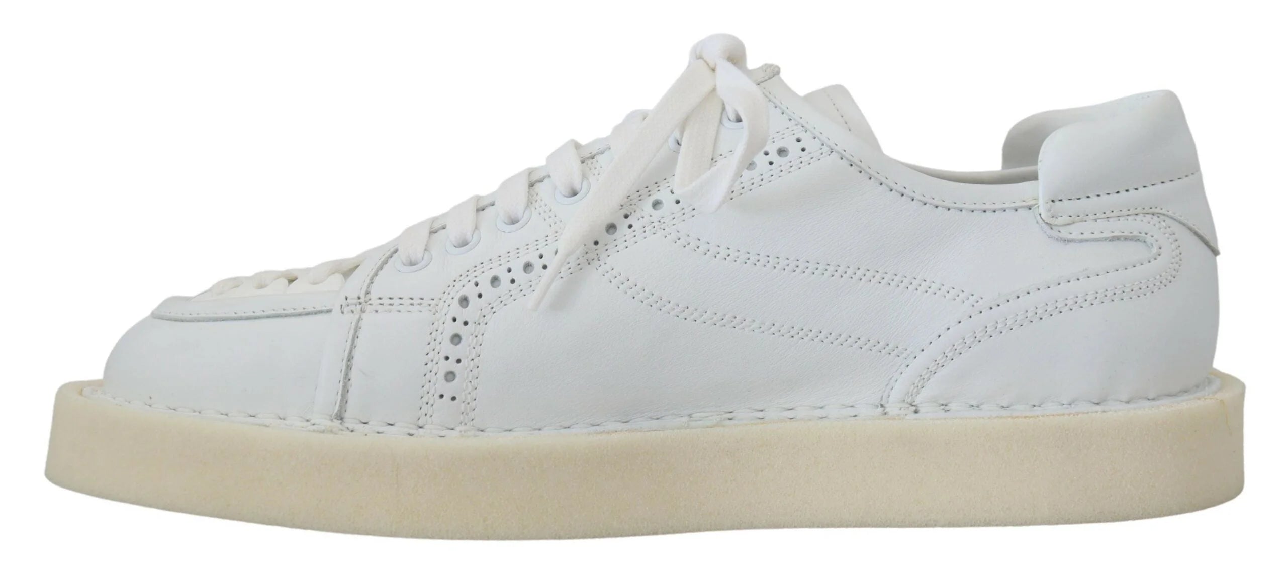 Dolce & Gabbana White Leather Low Top Oxford Sneakers Casual Shoes - EU40/US7 - Sneakers