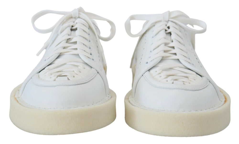 Dolce & Gabbana White Leather Low Top Oxford Sneakers Casual Shoes - EU40/US7 - Sneakers