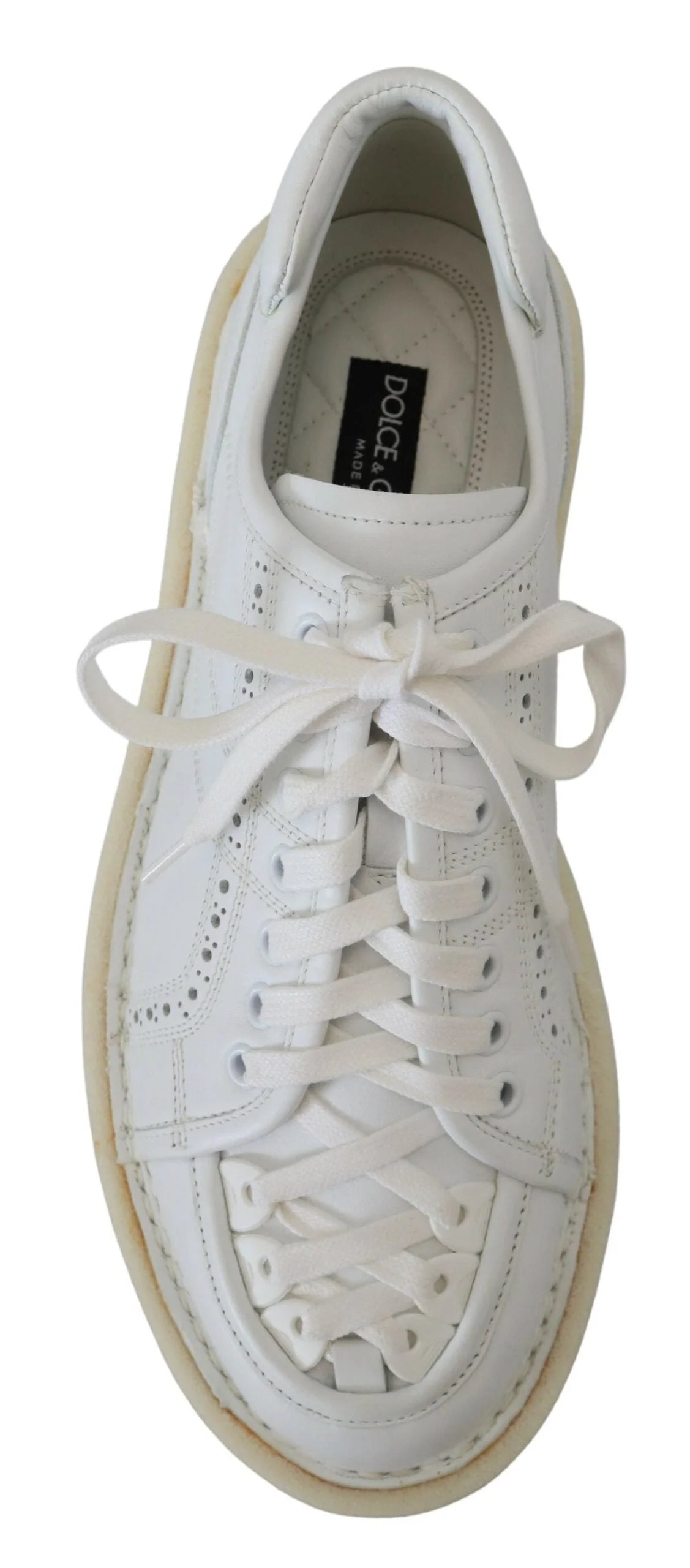 Dolce & Gabbana White Leather Low Top Oxford Sneakers Casual Shoes - EU40/US7 - Sneakers