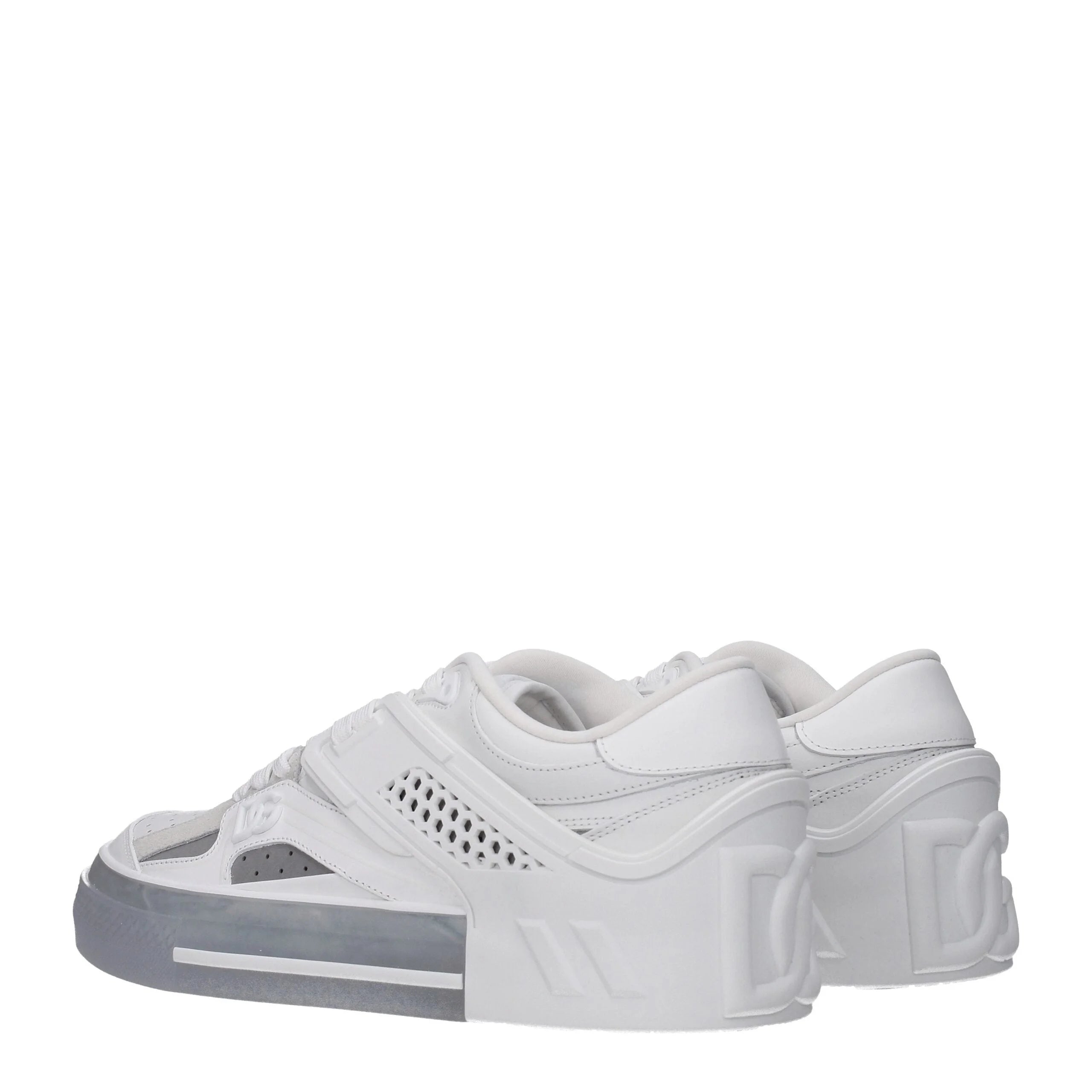 Dolce & Gabbana White Leather Low Top Sneakers