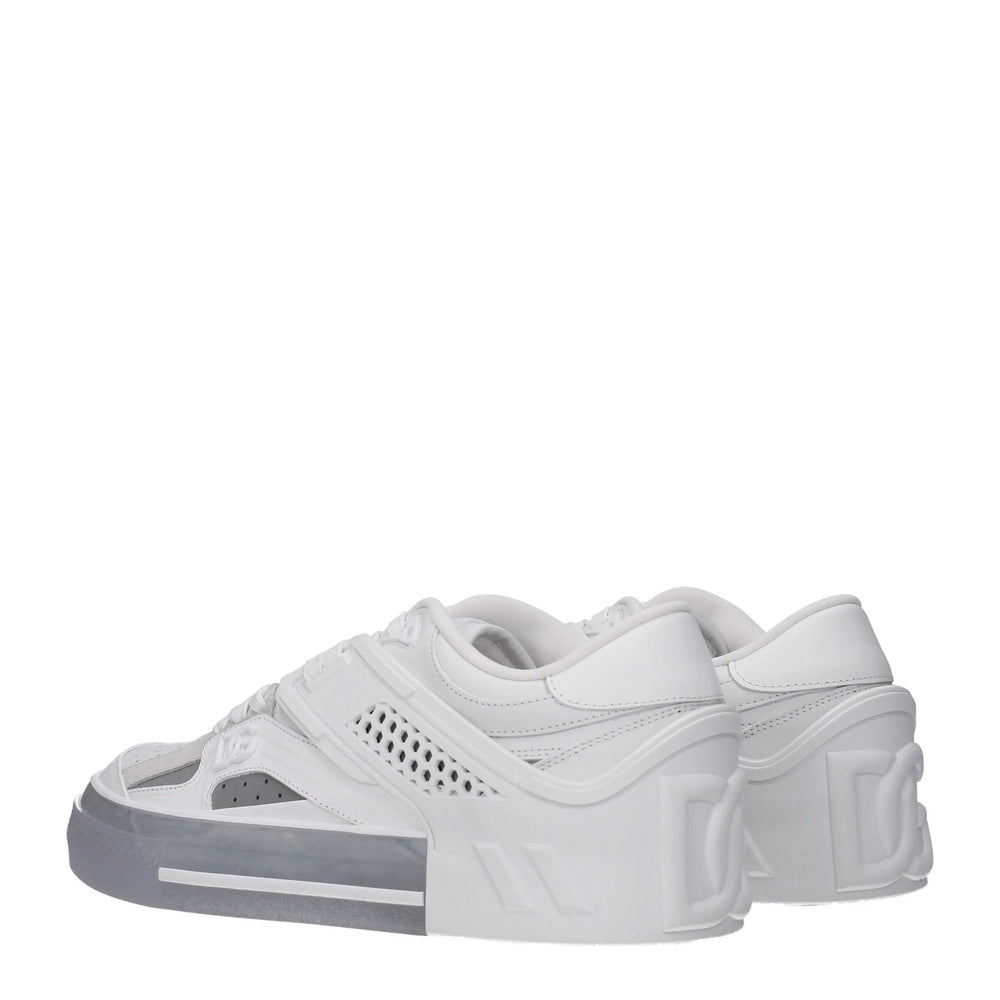 Dolce & Gabbana White Leather Low Top Sneakers