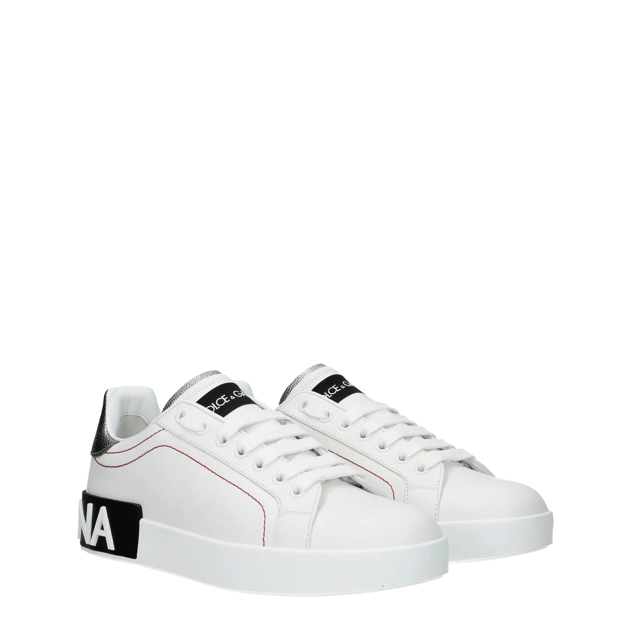 Dolce & Gabbana White Leather Low Tops