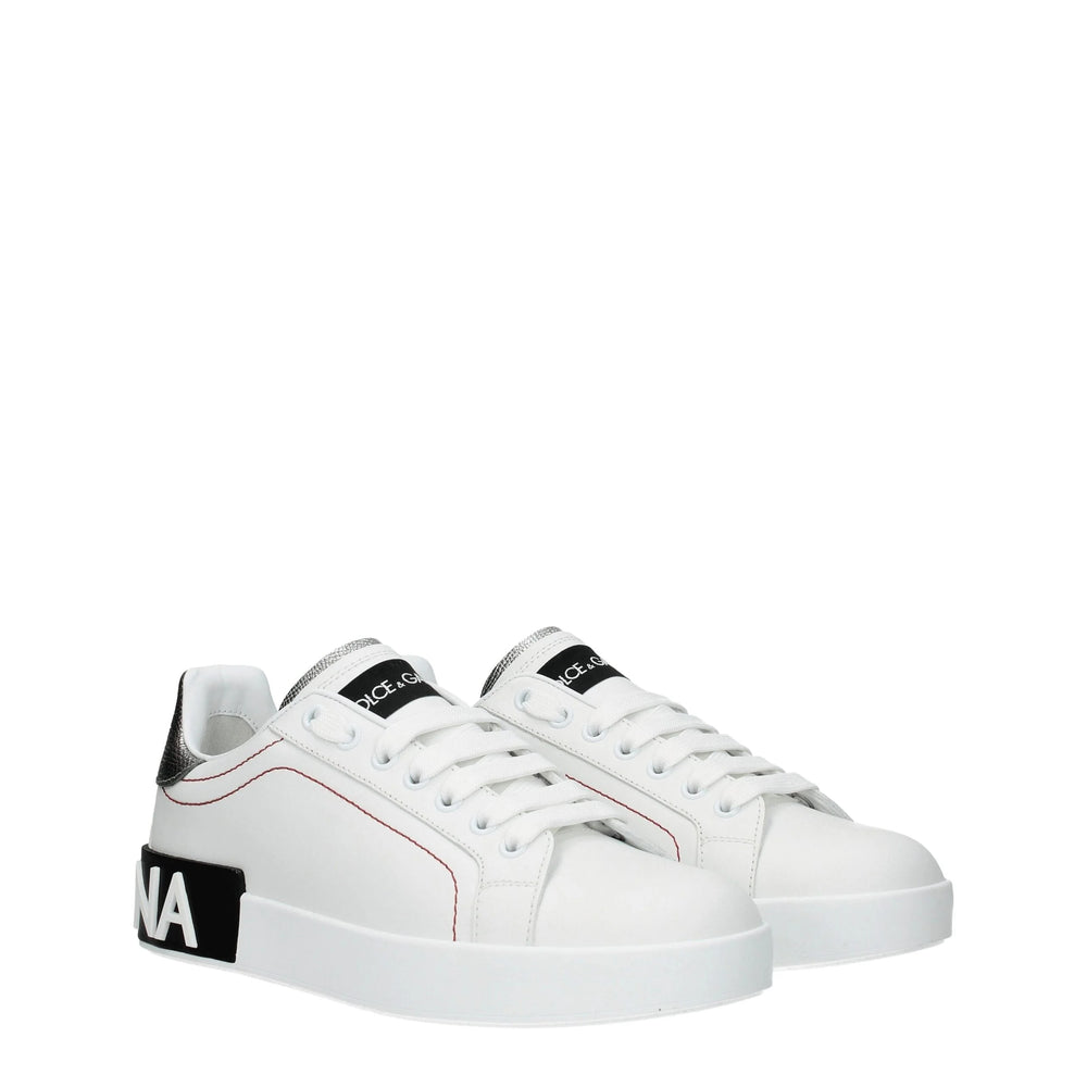 Dolce & Gabbana White Leather Low Tops