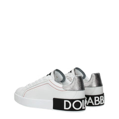 Dolce & Gabbana White Leather Low Tops
