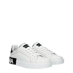 Dolce & Gabbana White Leather Low Tops