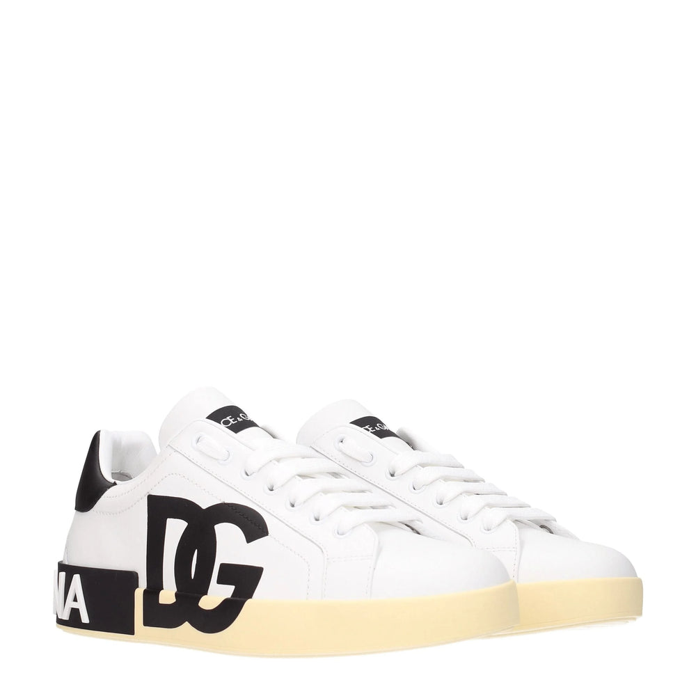 Dolce & Gabbana White Leather Low Tops - EU40/US7