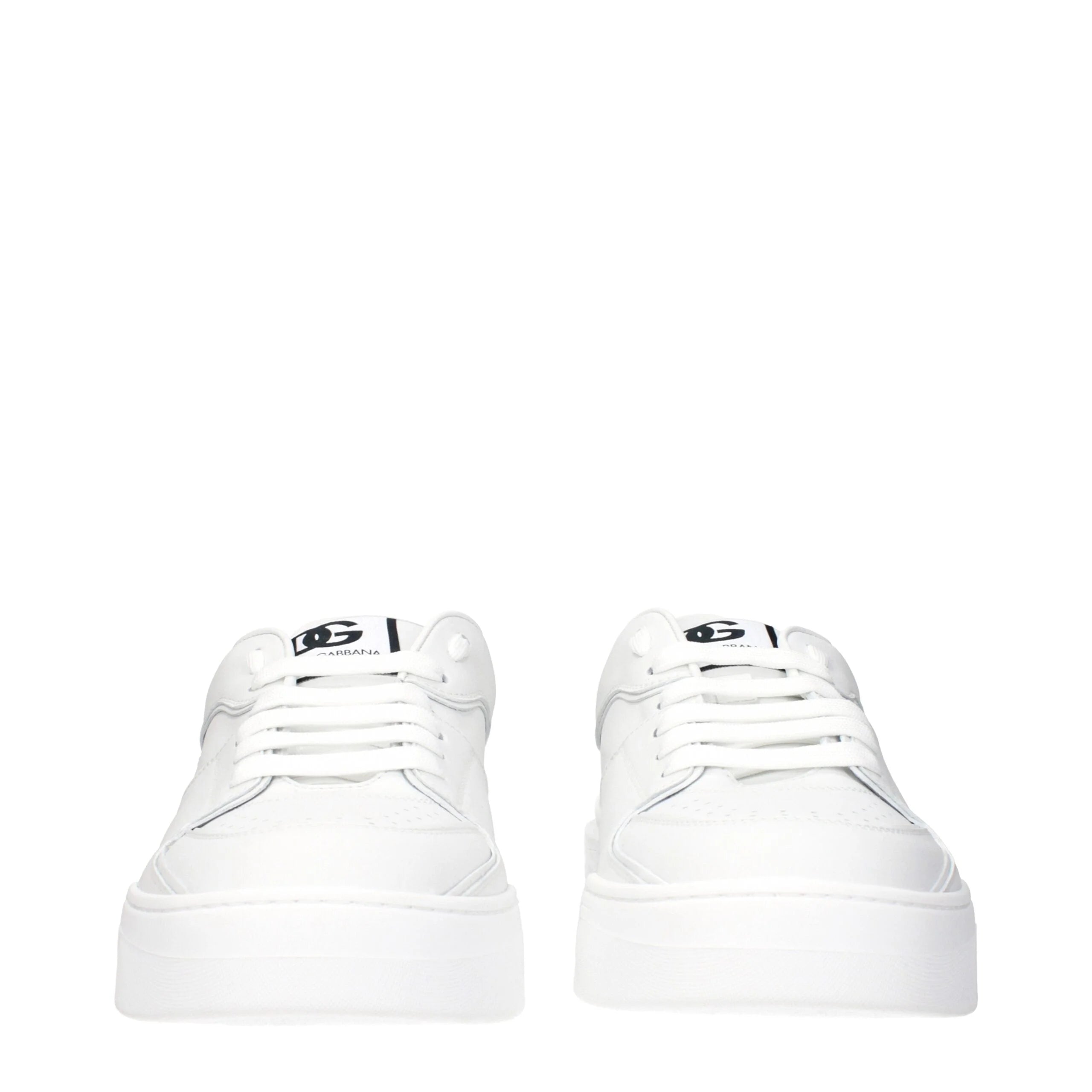 Dolce & Gabbana White Leather Low Tops - EU45/US12