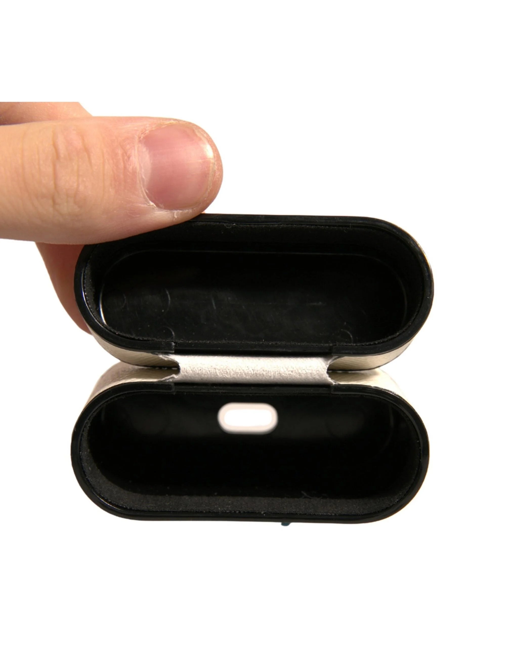 Dolce & Gabbana White Leather Metal Logo Plaque Holder Airpods Case - Headphone Carrying Cases