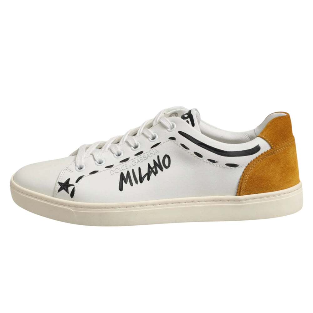 Dolce & Gabbana White Leather MILANO Low Top Sneakers Shoes - Sneakers