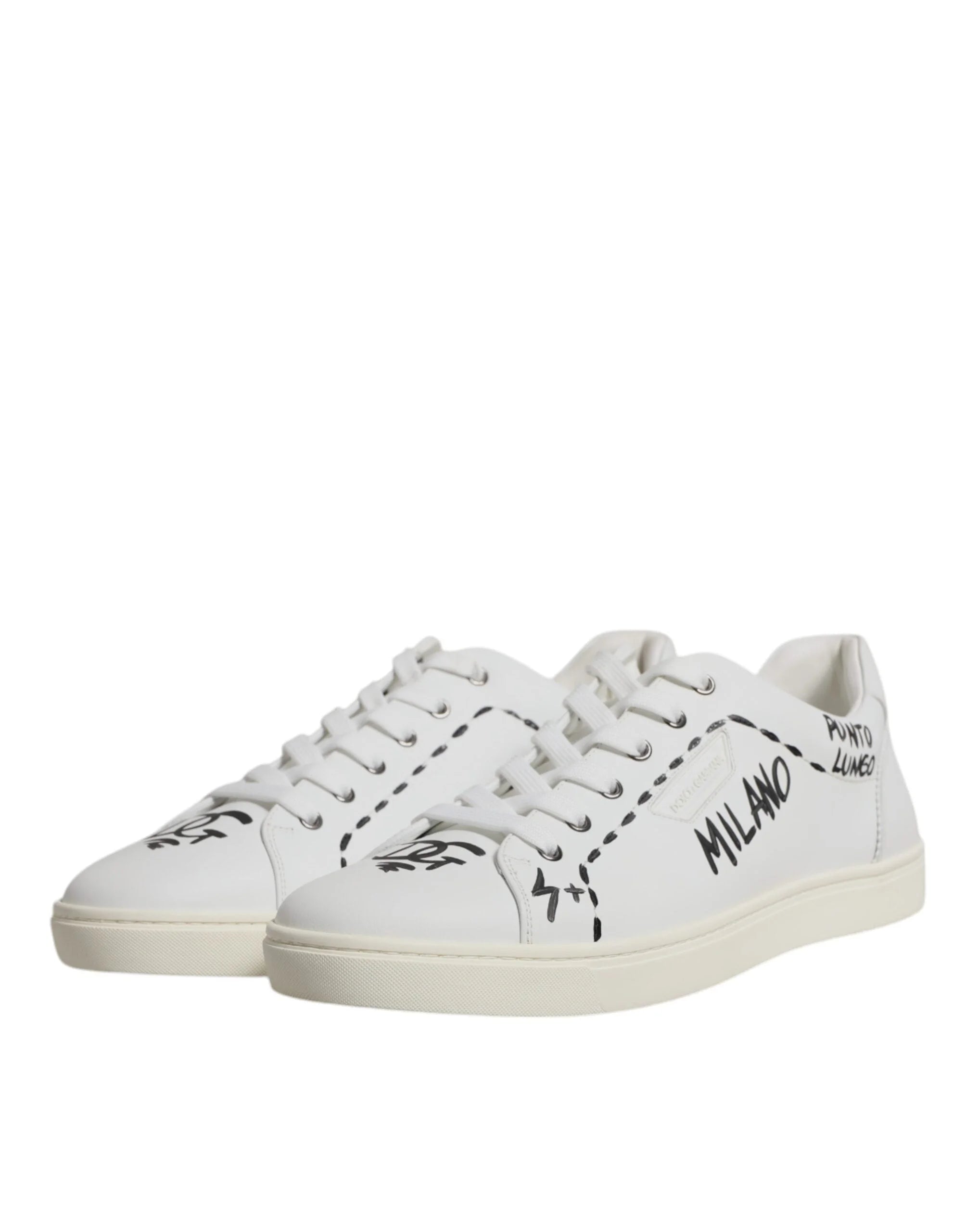 Dolce & Gabbana White Leather Milano Low Top Sneakers Shoes - EU44.5/US11.5 - Sneakers
