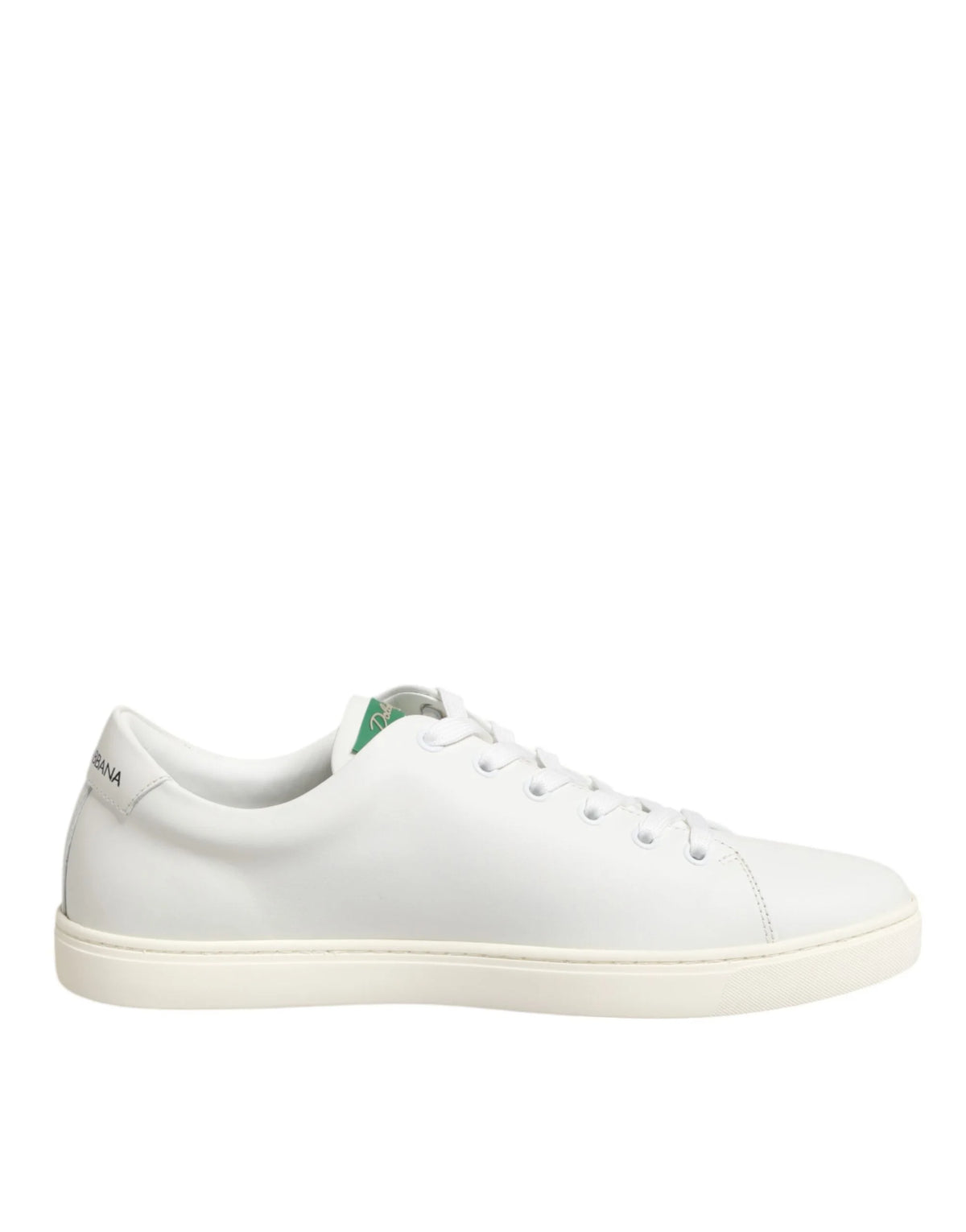 Dolce & Gabbana White Leather Rose Embroidery Low-Top Shoes - Sneakers