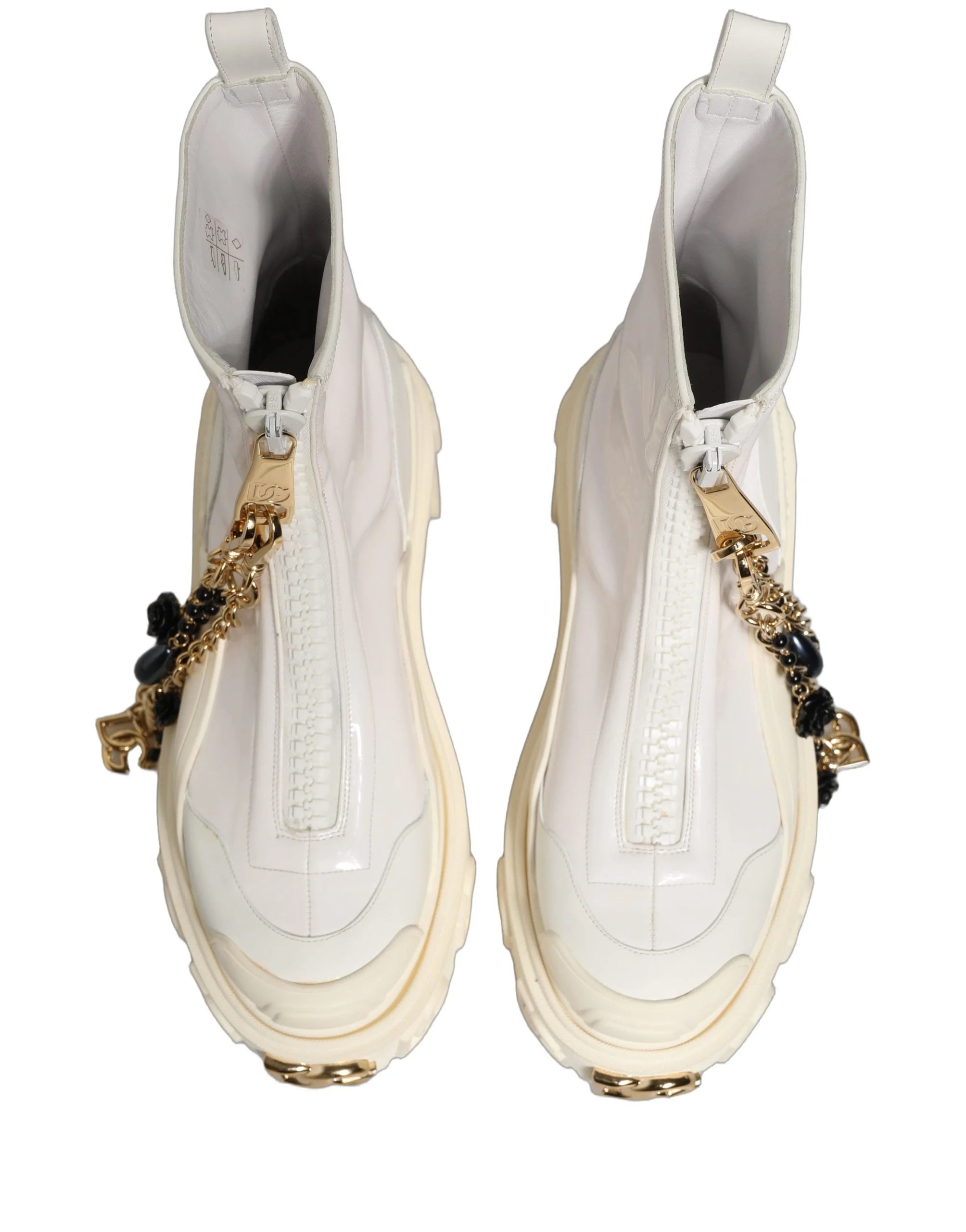 Dolce & Gabbana White Leather Rubber Logo Ankle Boots Shoes - EU41/US10.5