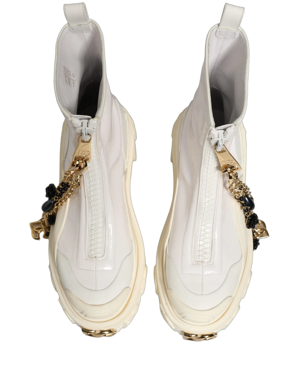 Dolce & Gabbana White Leather Rubber Logo Ankle Boots Shoes - EU41/US10.5