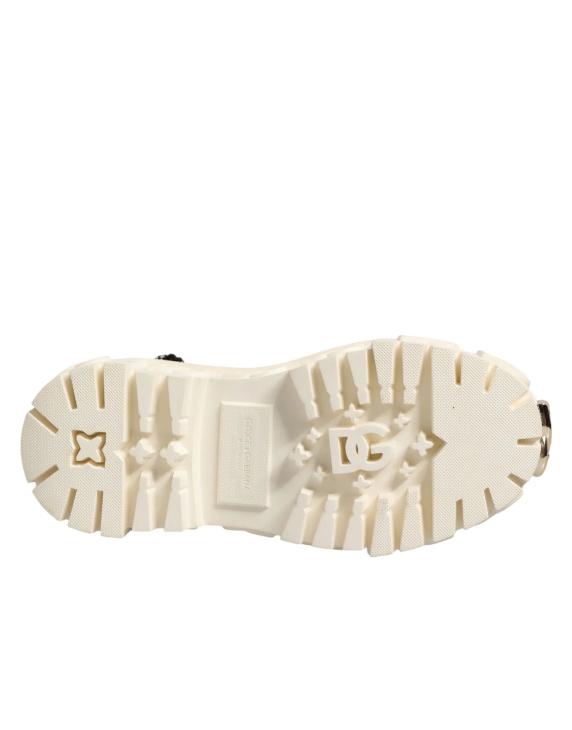 Dolce & Gabbana White Leather Rubber Logo Ankle Boots Shoes - EU36/US5.5