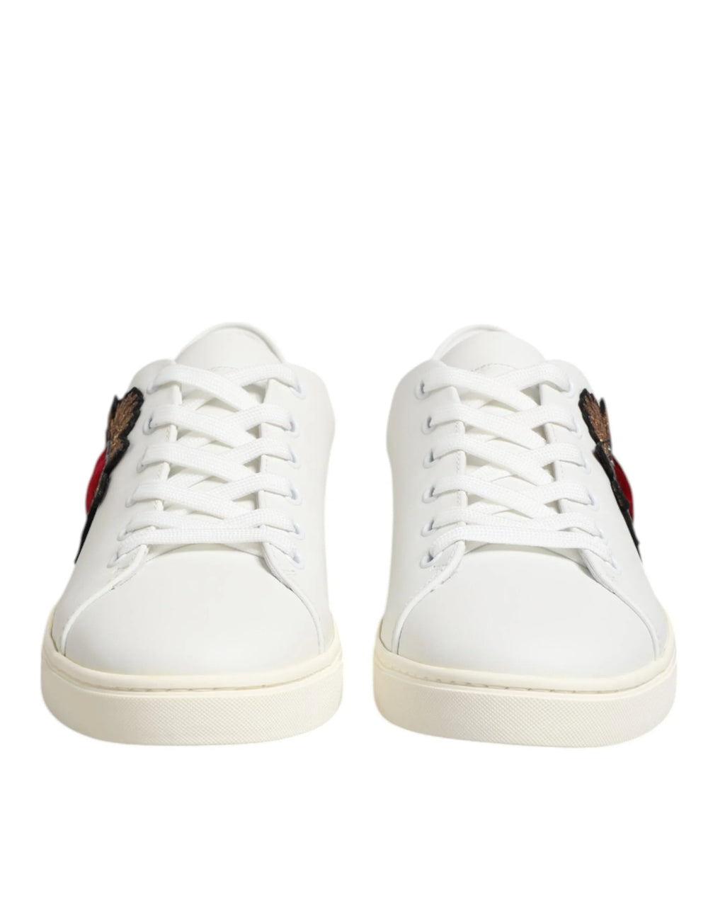 Dolce & Gabbana White Leather Sacre Heart Patch Sneakers Shoes - Sneakers