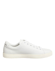 Dolce & Gabbana White Leather Sacre Heart Patch Sneakers Shoes - Sneakers