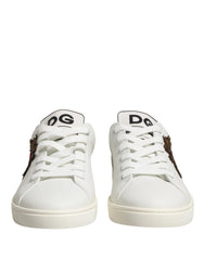 Dolce & Gabbana White Leather Sacred Heart Patch Sneakers Shoes