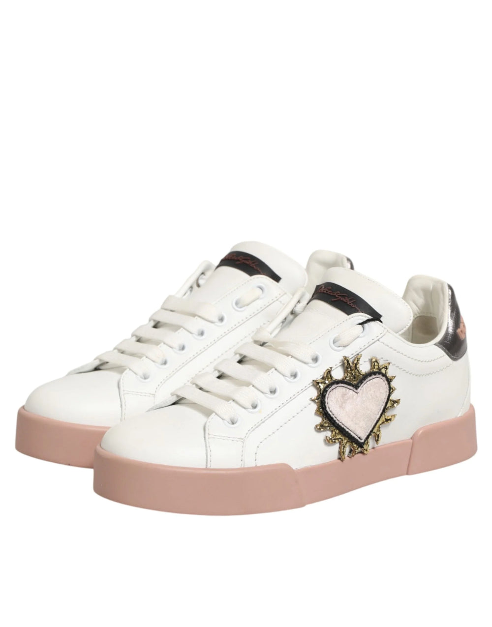 Dolce & Gabbana White Leather Sacred Heart Sneakers Shoes - EU35.5/US5