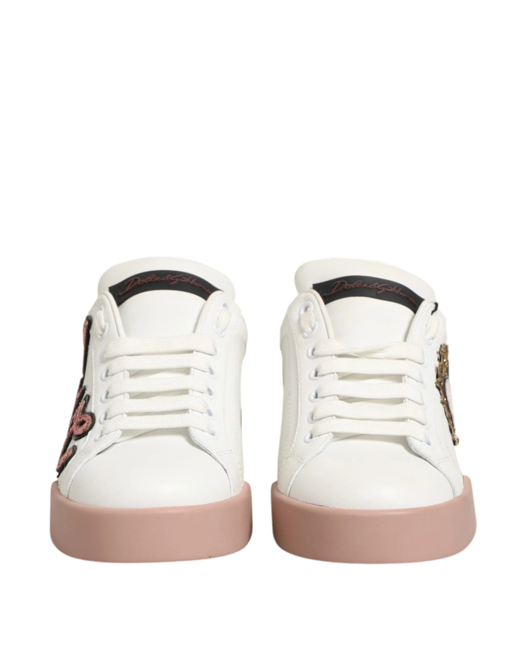 Dolce & Gabbana White Leather Sacred Heart Sneakers Shoes - EU35.5/US5