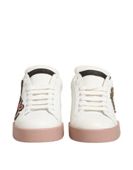 Dolce & Gabbana White Leather Sacred Heart Sneakers Shoes - EU35.5/US5