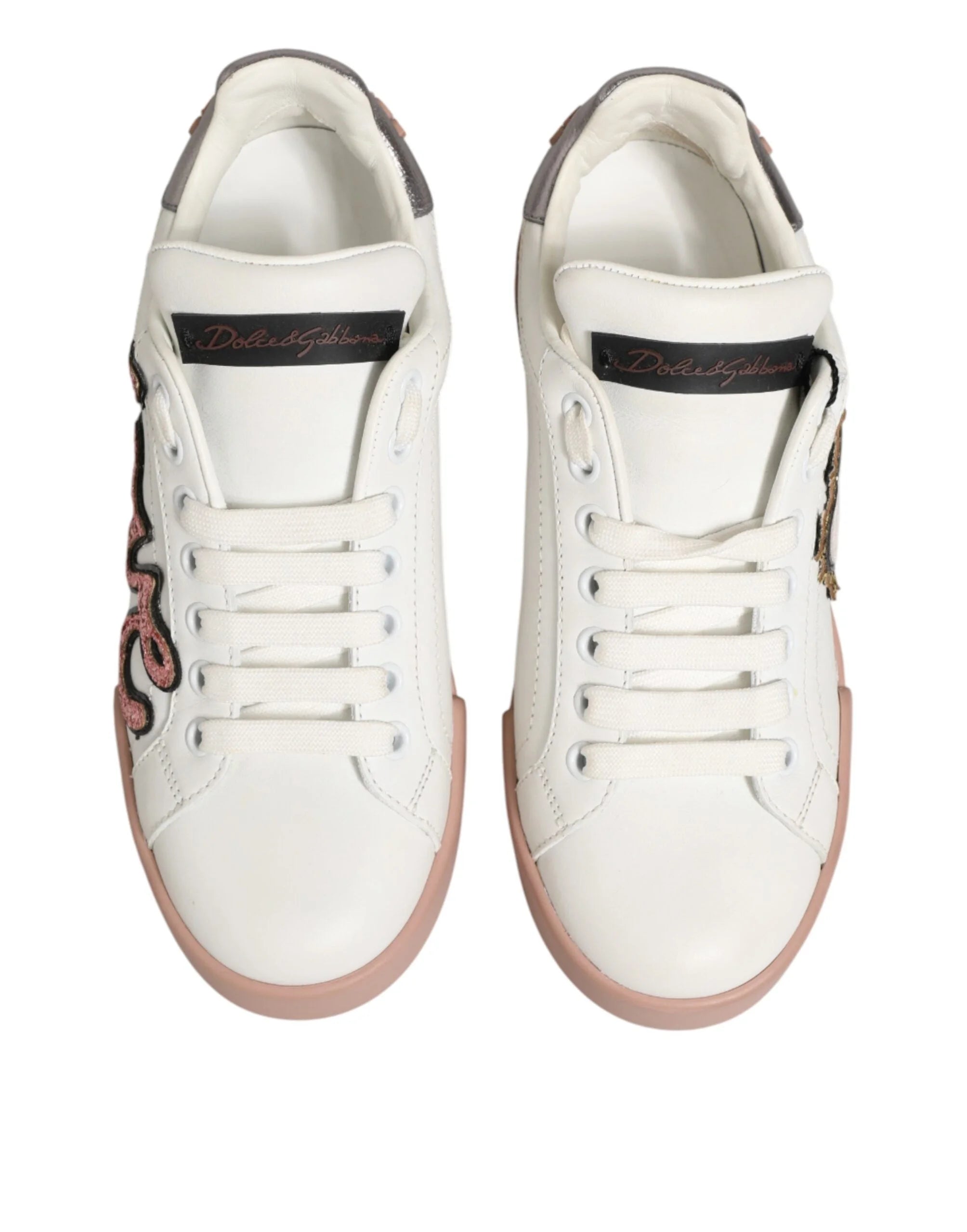 Dolce & Gabbana White Leather Sacred Heart Sneakers Shoes - EU35.5/US5
