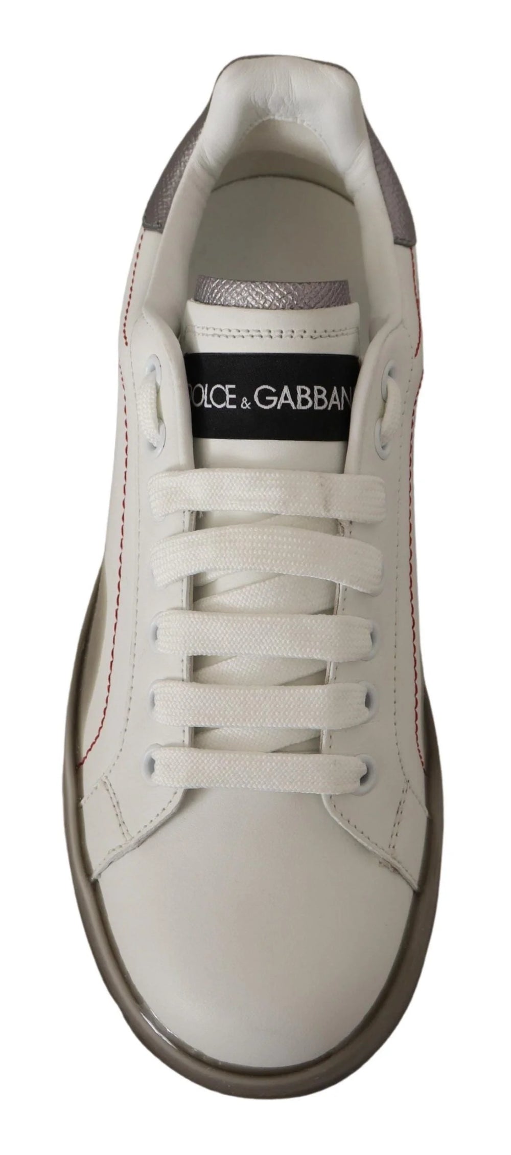 Dolce & Gabbana White Leather Shoes Womens Logo Portofino Sneakers - EU36/US5.5