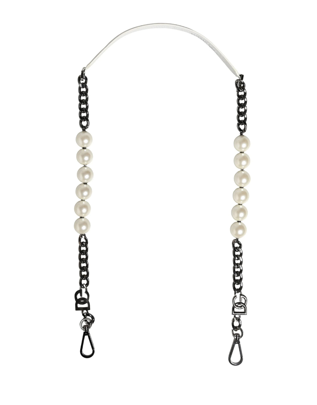 Dolce & Gabbana Tracolla in Pelle Bianca con Catena Argentata - Accessori per Borse