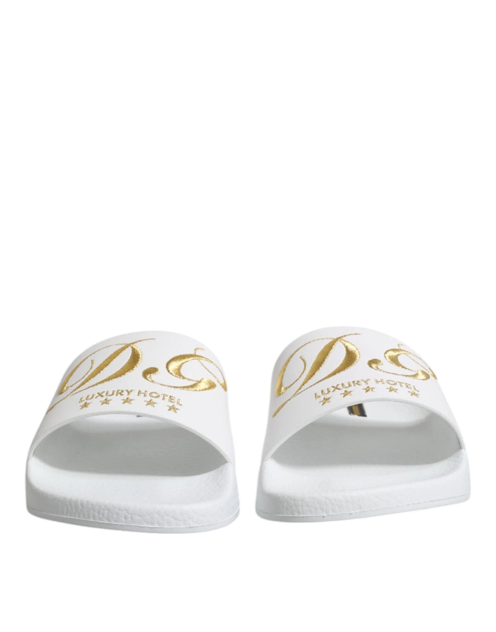 Dolce & Gabbana White Leather Slides Sandals Beachwear Shoes - Sandals