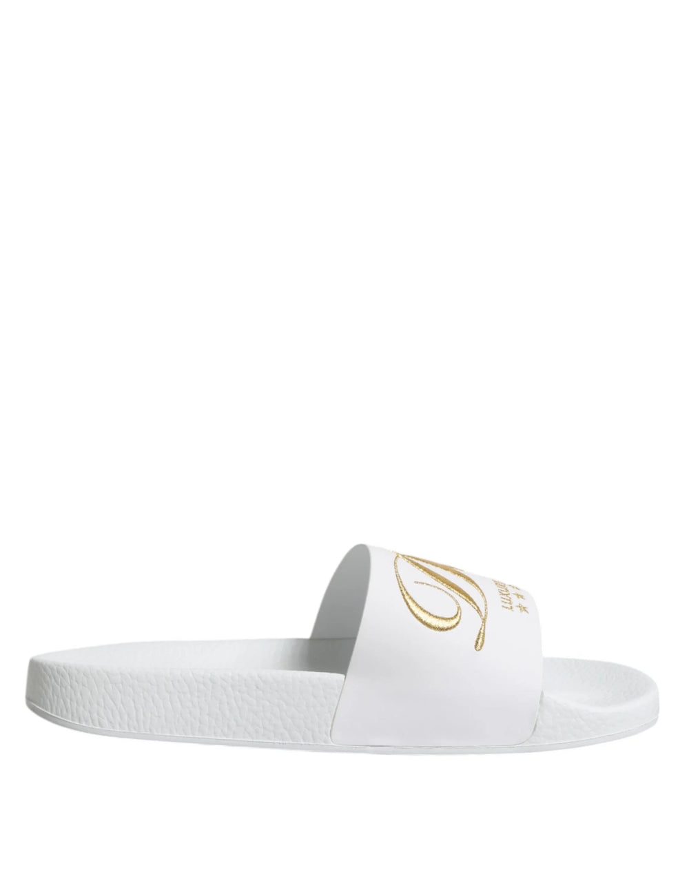Dolce & Gabbana White Leather Slides Sandals Beachwear Shoes - Sandals