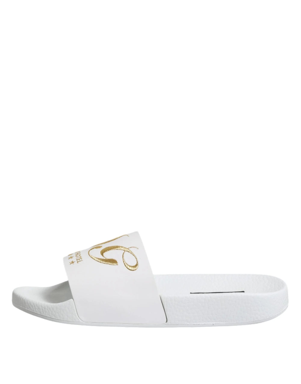 Dolce & Gabbana White Leather Slides Sandals Beachwear Shoes - Sandals