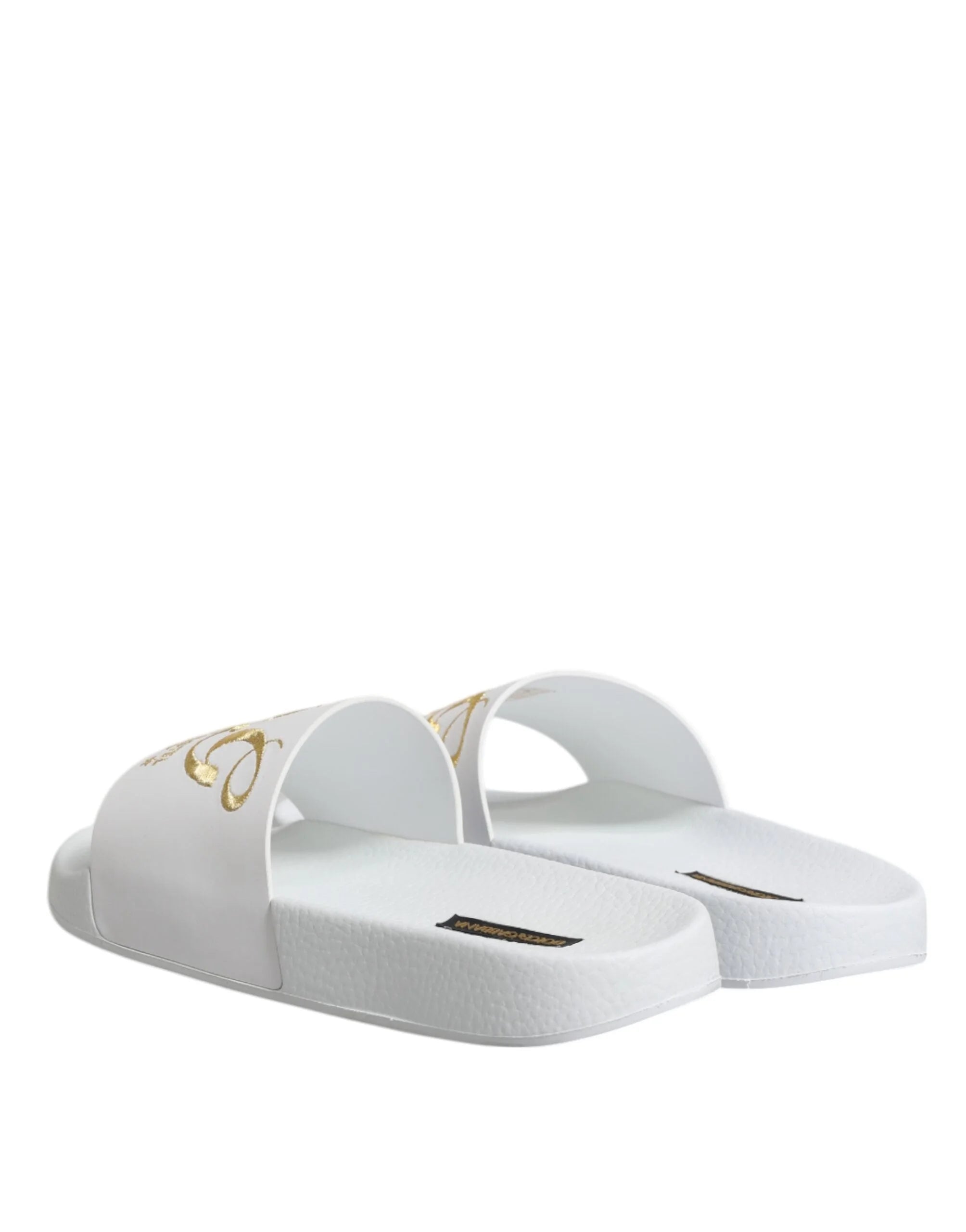 Dolce & Gabbana White Leather Slides Sandals Beachwear Shoes - Sandals