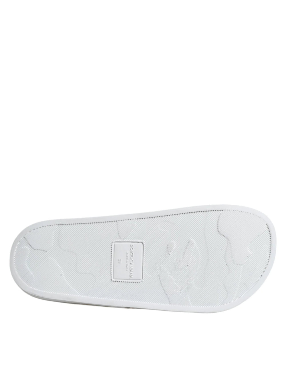 Dolce & Gabbana White Leather Slides Sandals Beachwear Shoes - Sandals