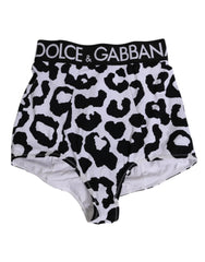 Dolce & Gabbana White Leopard Nylon High Waist Girdle Underwear - IT2 | S - Briefs