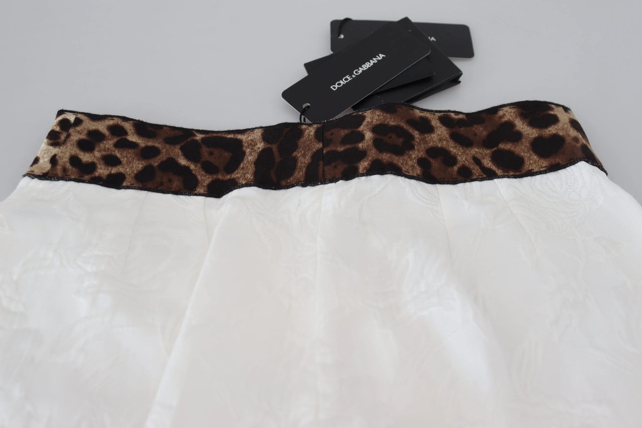 Dolce & Gabbana White Leopard Print High Waist Pants - IT36|XXS - Trousers