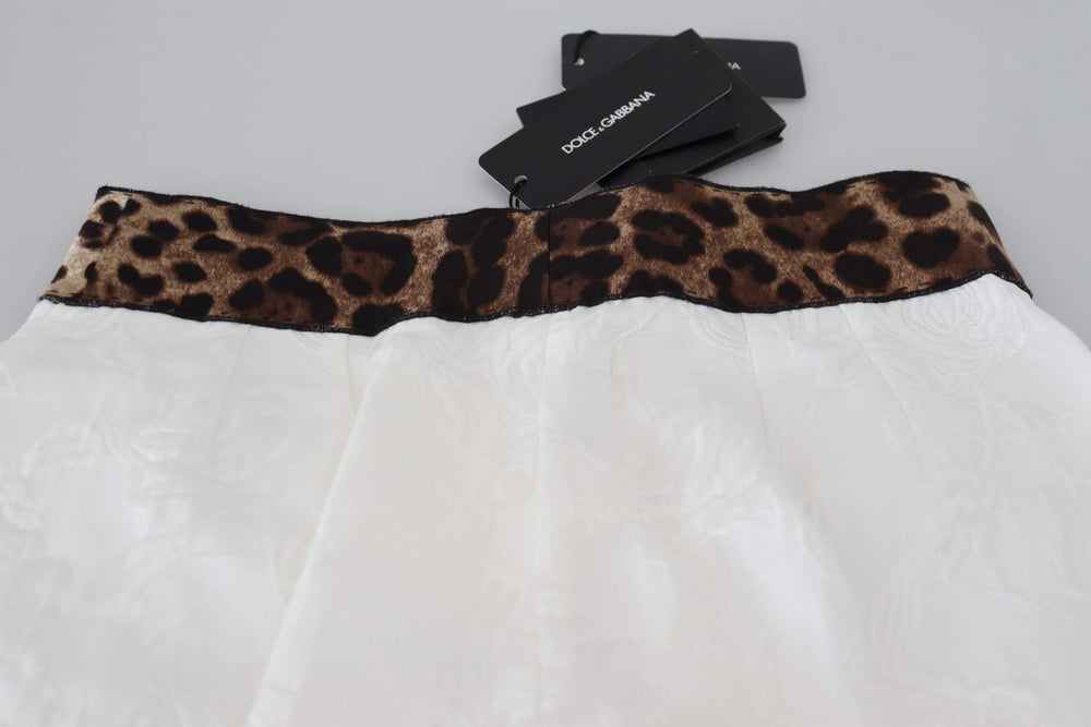 Dolce & Gabbana White Leopard Print High Waist Pants - IT36|XXS - Trousers