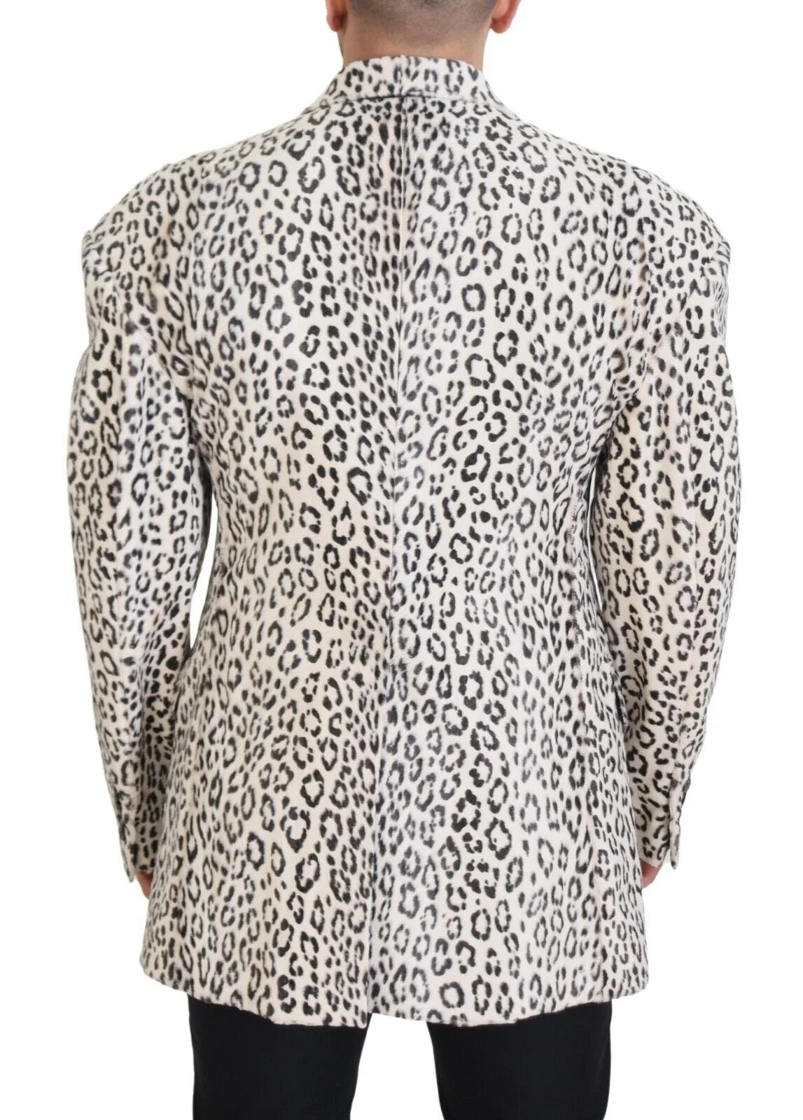 Dolce & Gabbana White Leopard Single Breasted Coat Blazer - IT50 | L - Sport Jackets
