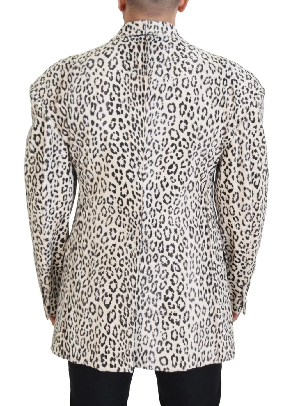 Dolce & Gabbana White Leopard Single Breasted Coat Blazer - IT50 | L - Sport Jackets