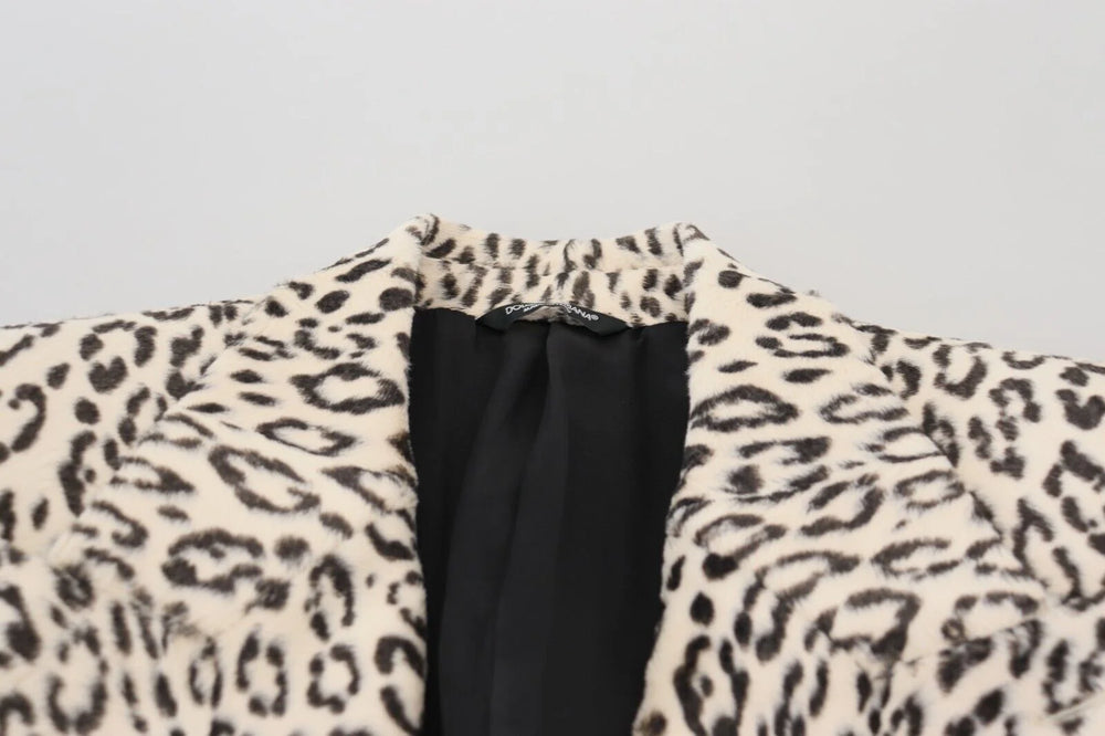 Dolce & Gabbana White Leopard Single Breasted Coat Blazer - IT50 | L - Sport Jackets