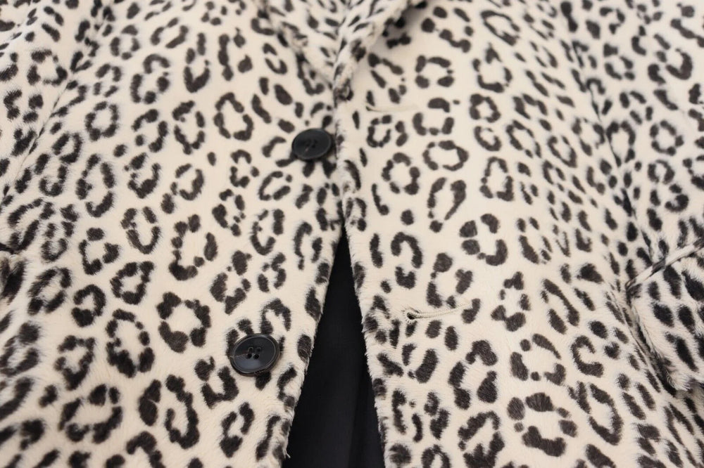Dolce & Gabbana White Leopard Single Breasted Coat Blazer - IT50 | L - Sport Jackets