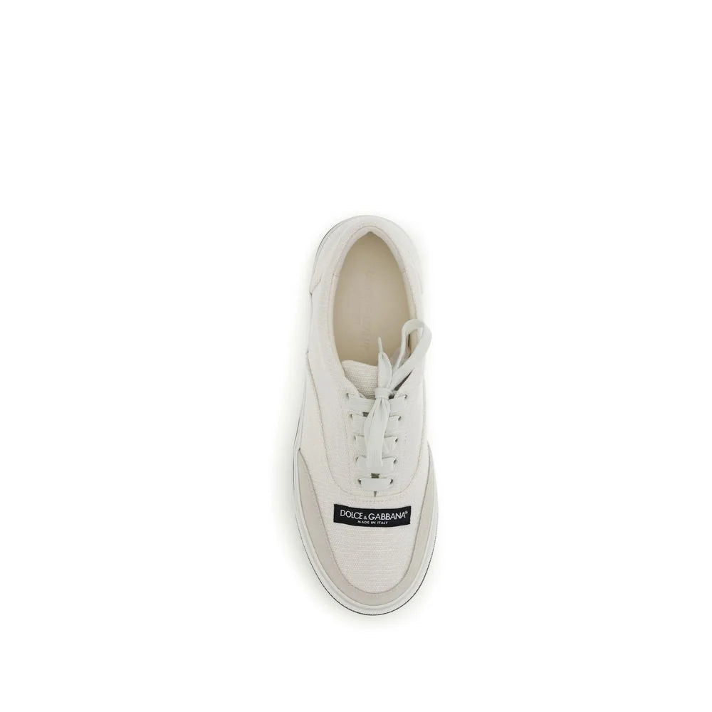 Sneakers Low Top Dolce & Gabbana Brancas em Linho