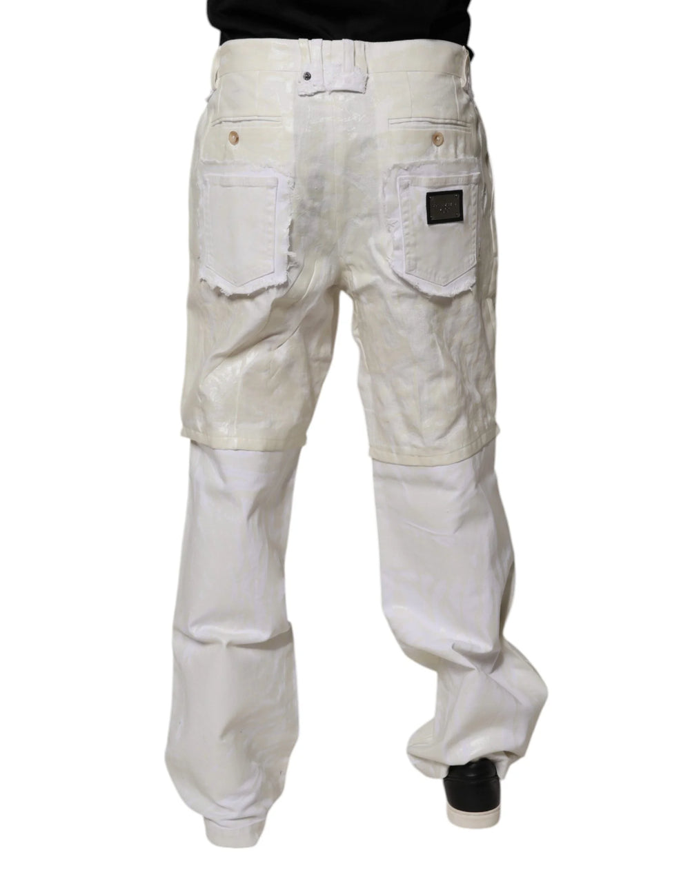 Dolce & Gabbana White Linen Mid Waist Straight Men Denim Jeans - IT48 | M - Jeans