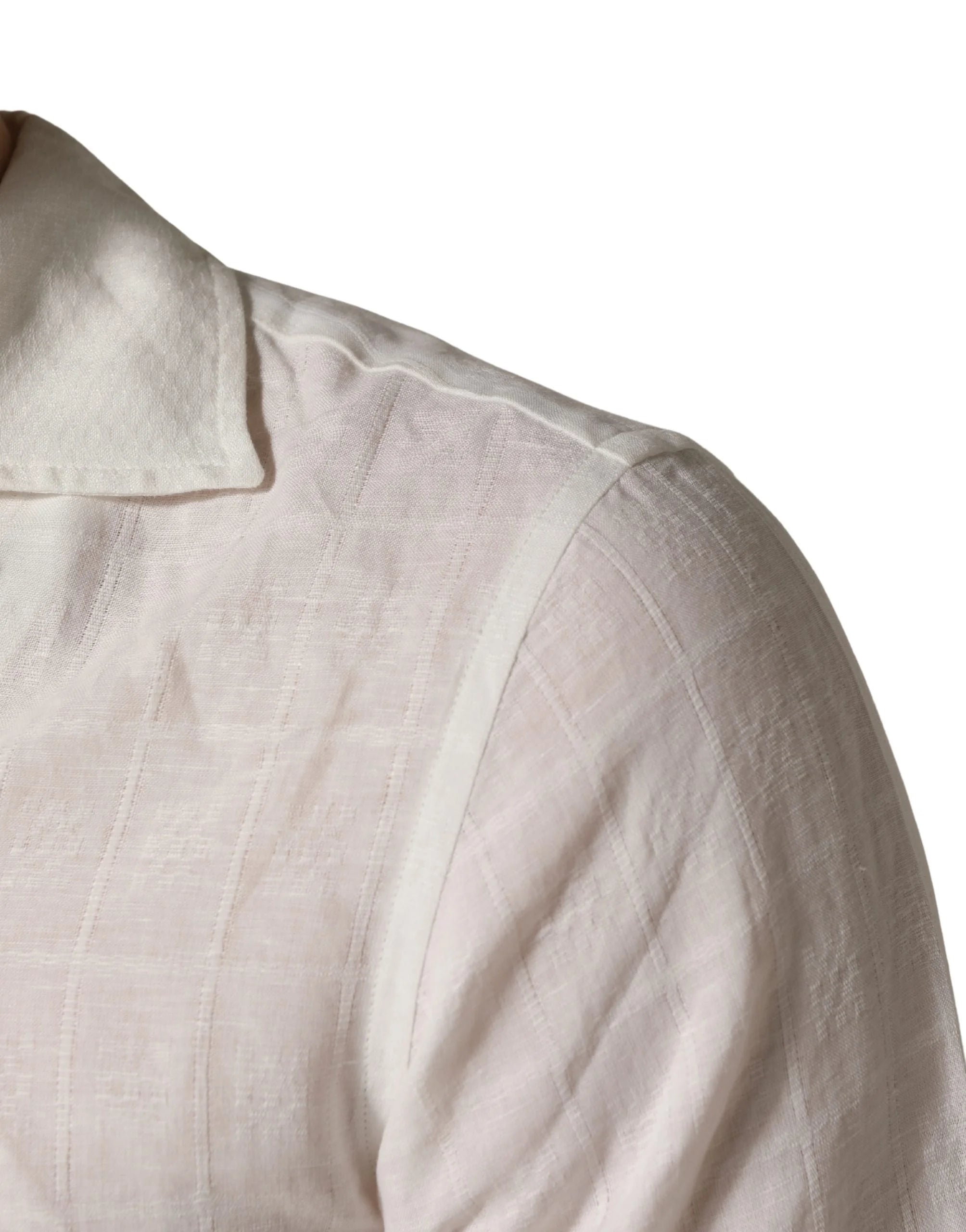 Dolce & Gabbana White Linen Short Sleeves Button Down Shirt - IT37 | XS