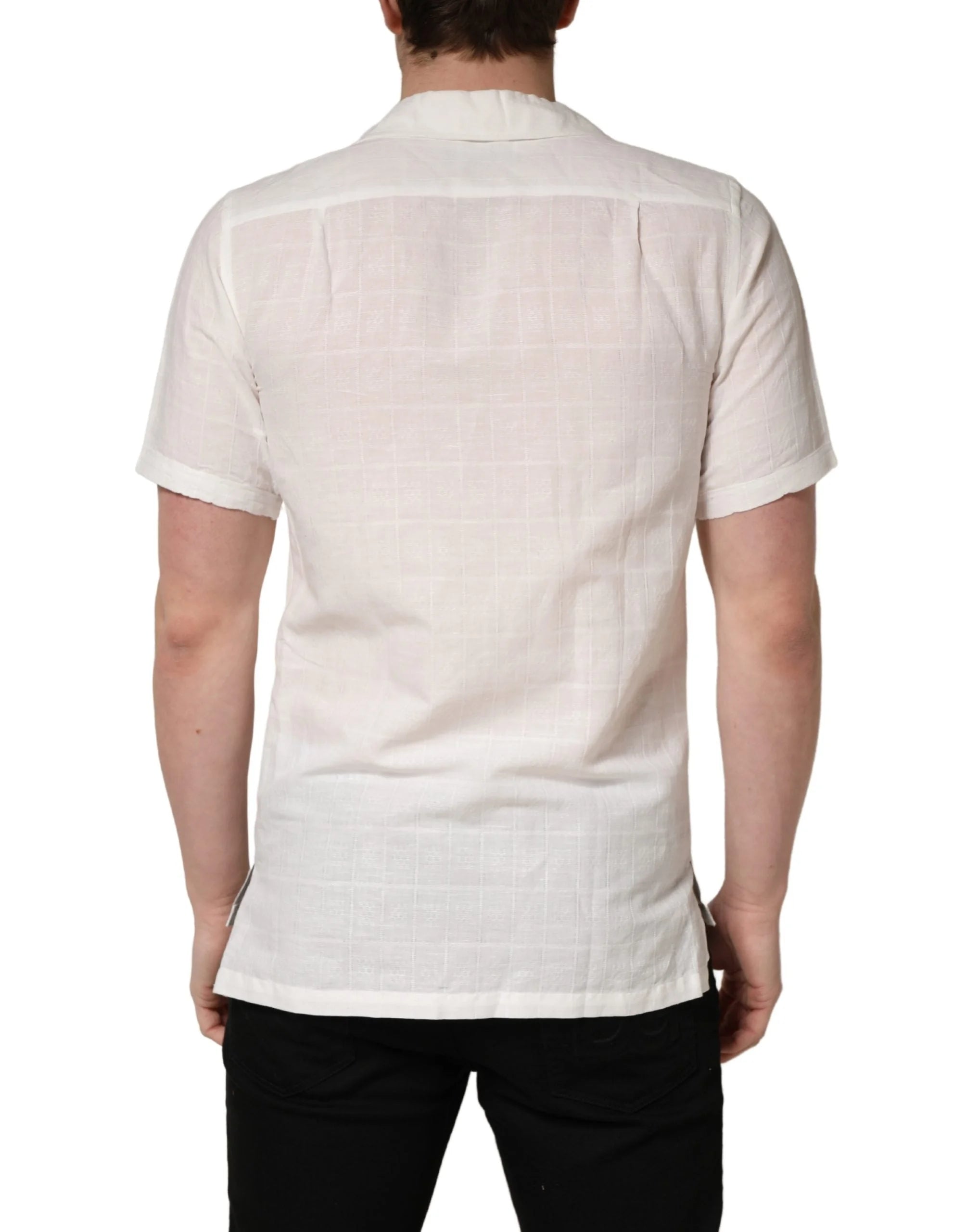 Dolce & Gabbana White Linen Short Sleeves Button Down Shirt - IT37 | XS
