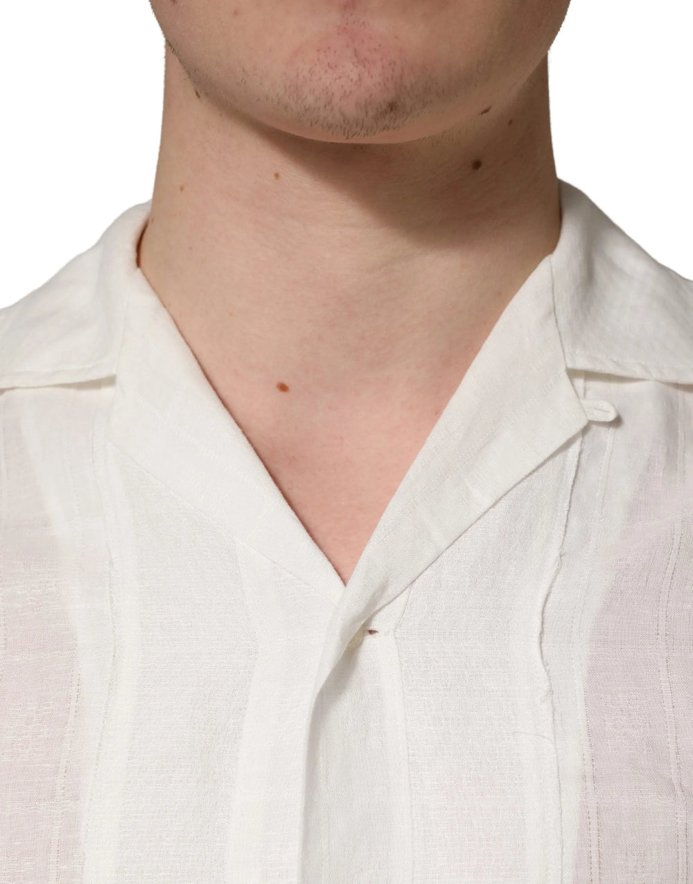 Dolce & Gabbana White Linen Short Sleeves Button Down Shirt - IT37 | XS